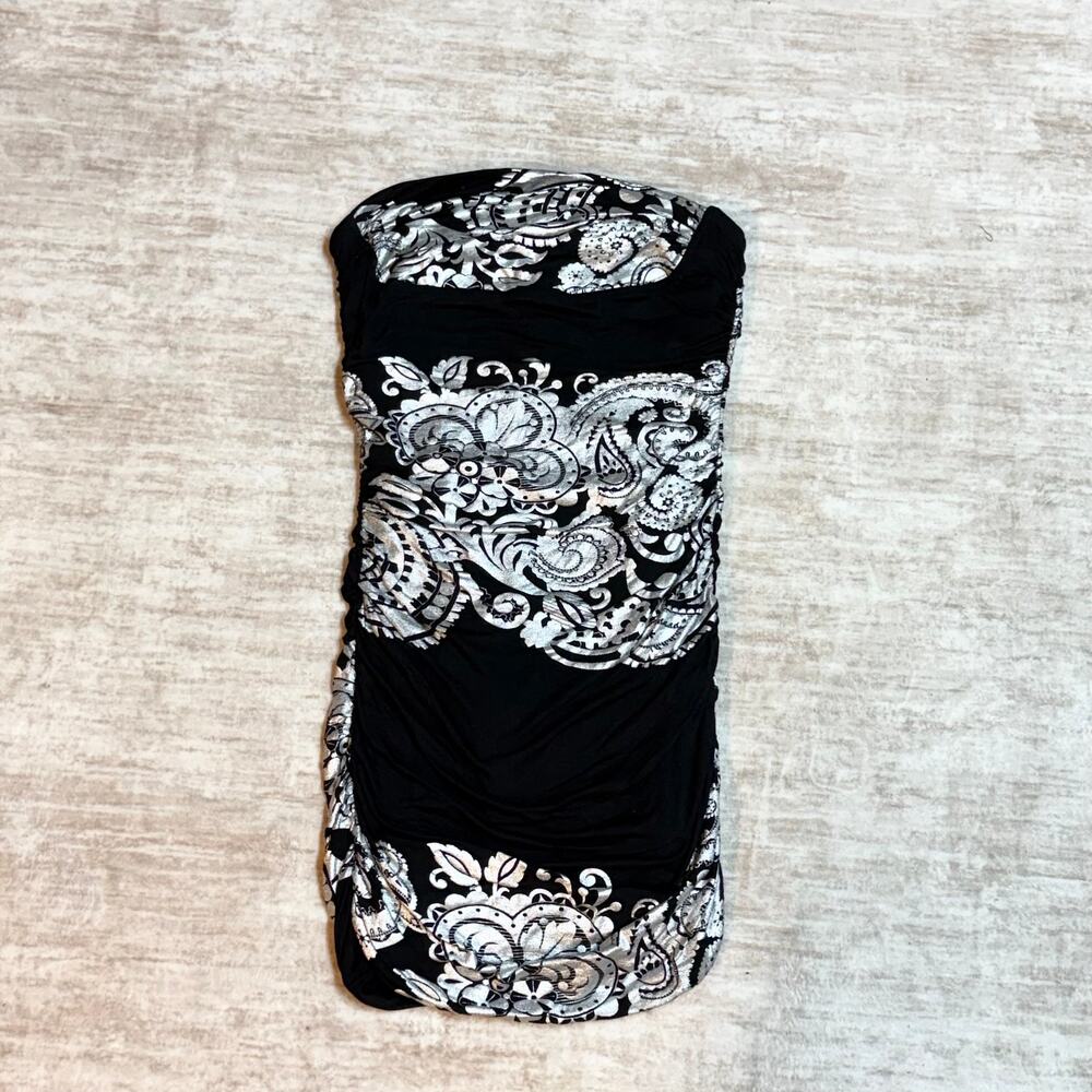 Rubber Ducky Women’s Medium Bodycon Mini Dress Black Silver Metallic Y2K Vintage